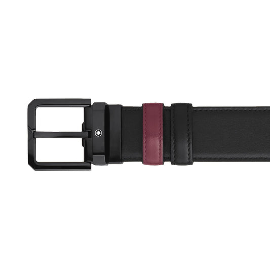 Montblanc omkeerbare riem 35 mm zwart/cassis leer 199651