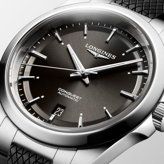 Longines horloge Conquest 38mm zwart automatisch staal L3.720.4.52.9