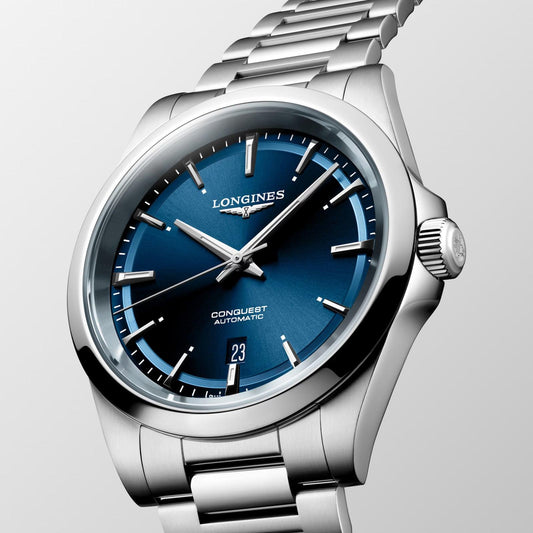 Longines horloge Conquest 2023 41mm blauw automatisch staal L3.830.4.92.6