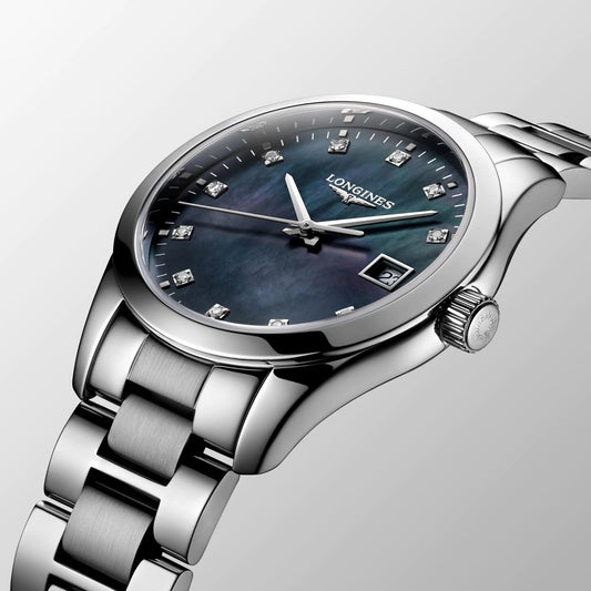 Longines Conquest Classic 34mm Zwart Parelmoer Staal Quartz Horloge L2.386.4.88.6