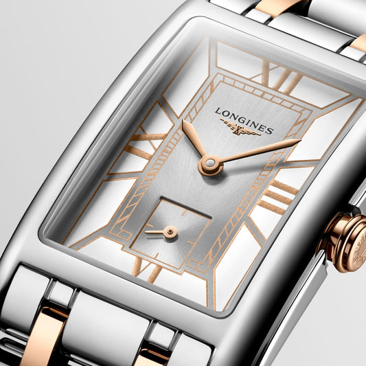 Longines DolceVita horloge 23,30 x 37,00 mm wit quartz staal en 18kt roségoud L5.512.5.75.7