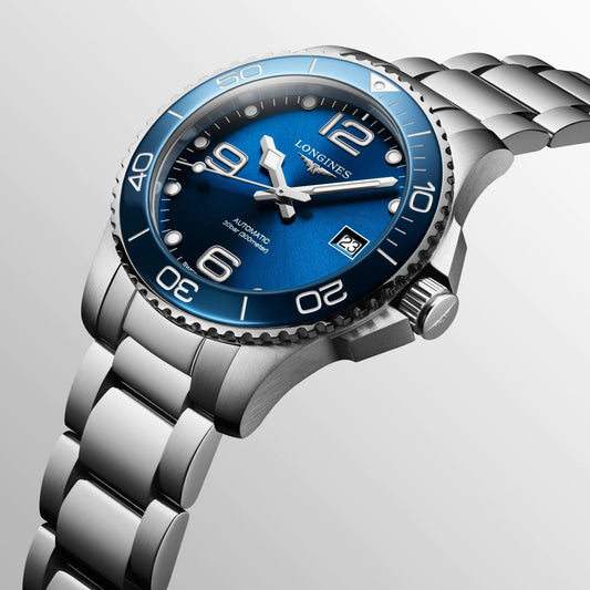 Longines horloge HydroConquest 39mm blauw automatisch staal L3.780.4.96.6