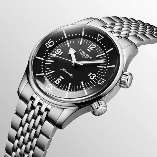 Longines Legend Diver 39mm Zwart Automatisch Stalen Horloge L3.764.4.50.6