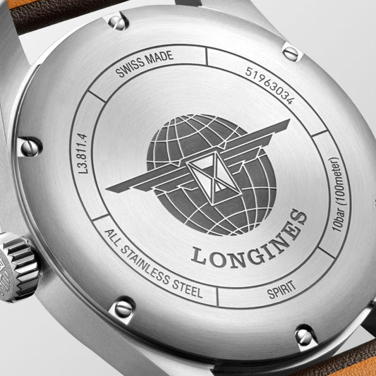 Longines horloge Longines Spirit 42mm zwart automatisch staal L3.811.4.53.0