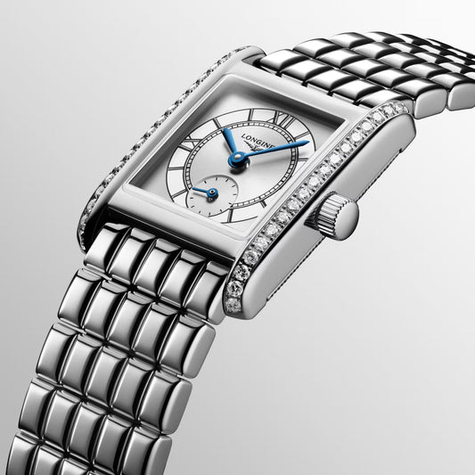 Longines horloge Mini Dolcevita 21.5x29mm zilver diamanten quartz staal L5.200.0.75.6