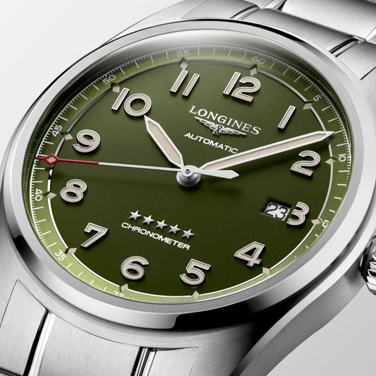 Longines Spirit 42mm Matgroen Automatisch Stalen Horloge L3.811.4.03.6