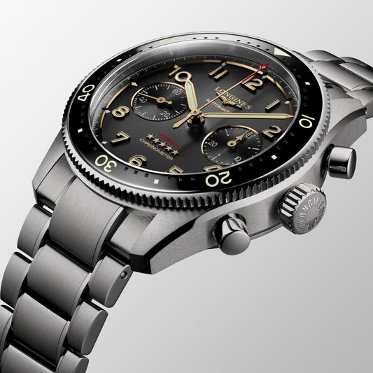Longines Spirit Flyback 42mm Antraciet Automatisch Titanium Horloge L3.821.1.53.6