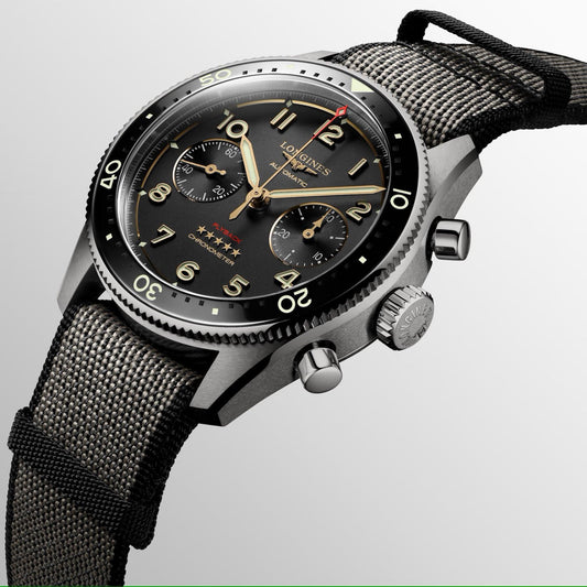 Longines Spirit Flyback Titanium 42mm Antraciet Automatisch Titanium Horloge L3.821.1.53.2