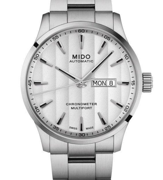 Mido horloge Multifort Chronometer 1 COSC 42mm wit automatisch staal M038.431.11.031.00