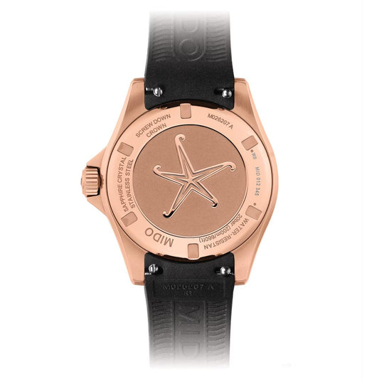 Mido horloge Ocean Star Lady 36,5mm zwart automatisch staal PVD roségoud afwerking M026.207.37.056.00
