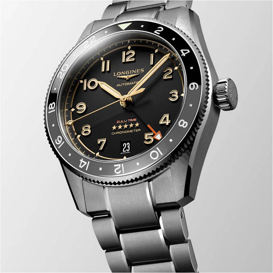Longines Spirit Zulu Time 39mm Antraciet Automatisch Titanium Horloge L3.802.1.53.6