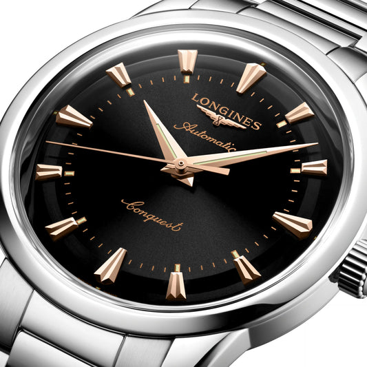 Longines Heritage 40mm Zwart Stalen Automatisch Horloge L1.650.4.52.6
