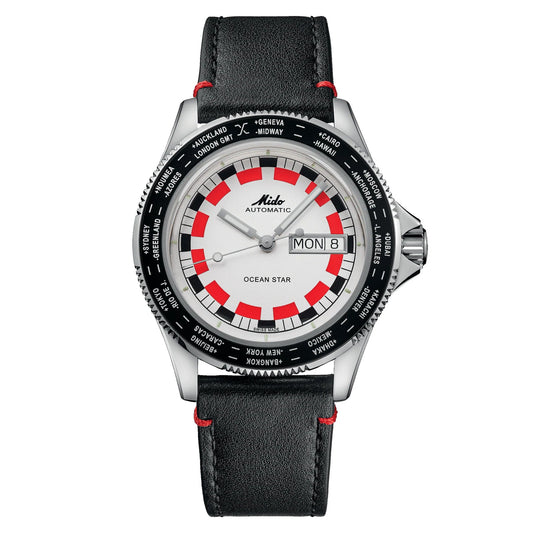 Mido Ocean Star Worldtimer 40mm Zilver Automatisch Stalen Horloge M026.830.16.030.00