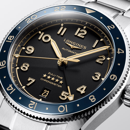 Longines Spirit Zulu Time 39mm Antraciet Automatisch Stalen Horloge L3.802.4.60.6