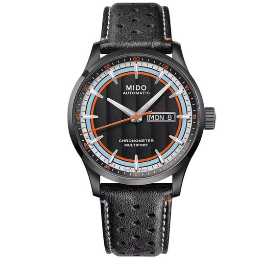 Mido horloge Multifort Chronometer 1 Racer 42mm zwart automatisch staal met zwarte PVD-afwerking M038.431.36.051.00