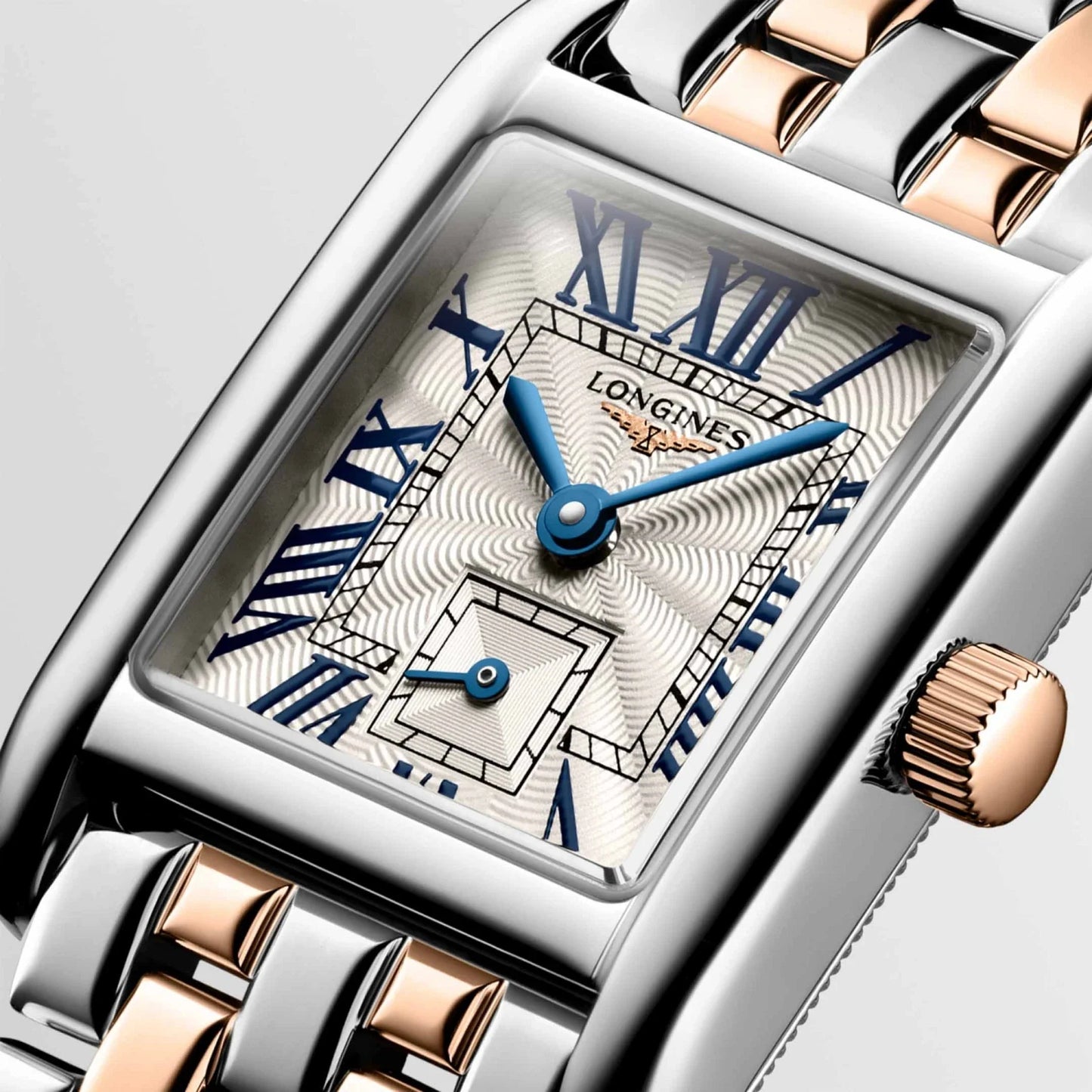Longines horloge Mini Dolcevita 21.50x29.00mm zilver quartz 18kt goud staal L5.200.5.71.7
