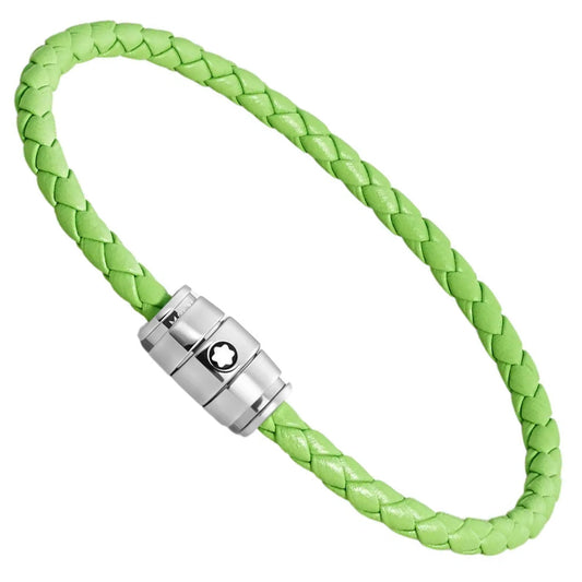 Montblanc armband van staal met 3 ringen en leer Meisterstück Lime maat M 13429263