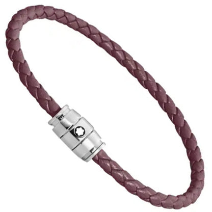 Montblanc armband van staal met 3 ringen en leer Meisterstück Cassis maat L 13431368