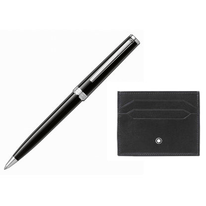 Montblanc set balpen Pix en creditcardhouder 6cc Meisterstuck zwart 137793