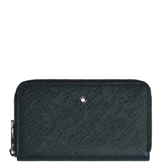 Montblanc portemonnee 12 vakken met rits medium Sartorial tweed blauw 220362
