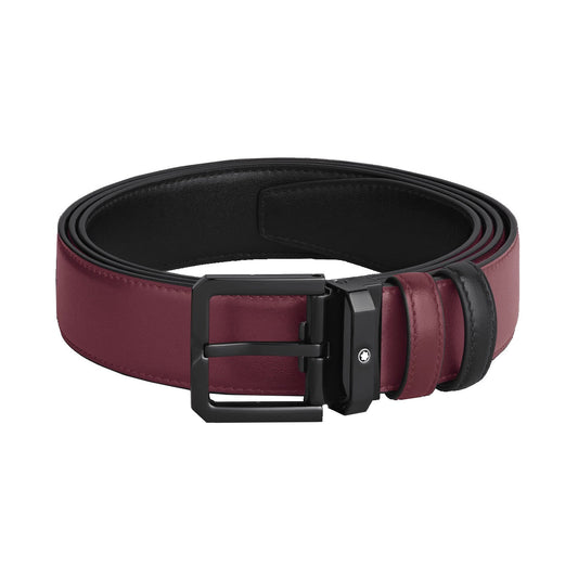 Montblanc omkeerbare riem 35 mm zwart/cassis leer 199651