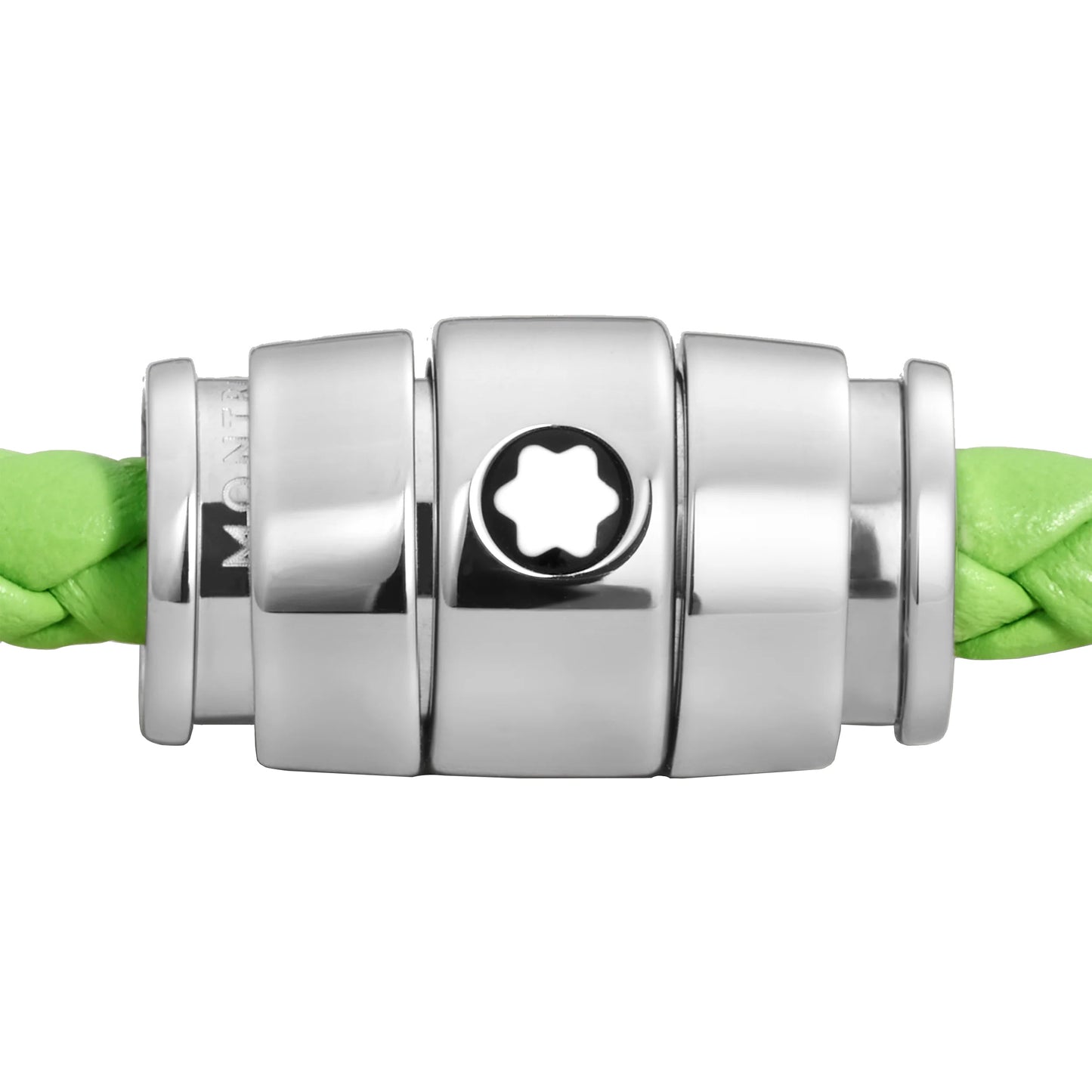 Montblanc Meisterstück Lime 3-Ring Stalen en Lederen Armband Maat L 13429268