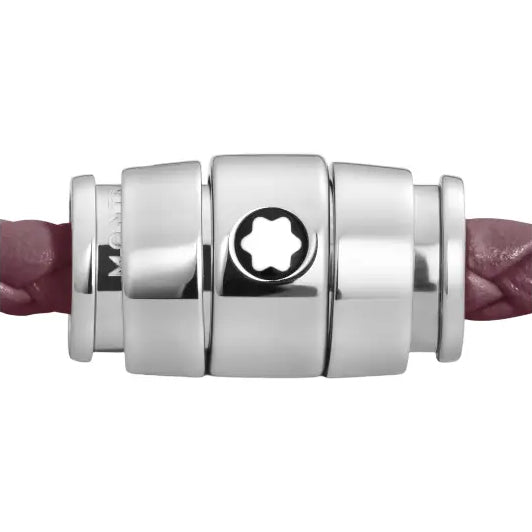 Montblanc armband van staal met 3 ringen en leer Meisterstück Cassis maat L 13431368