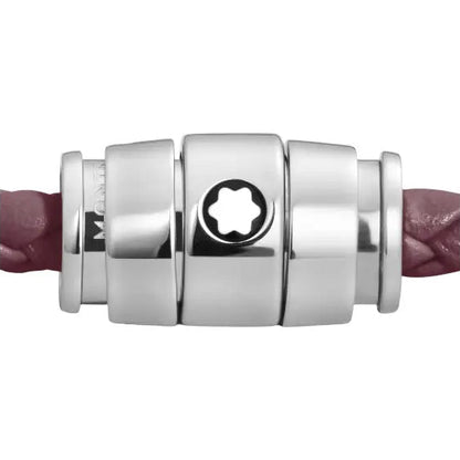 Montblanc armband van staal met 3 ringen en leer Meisterstück Cassis maat L 13431368
