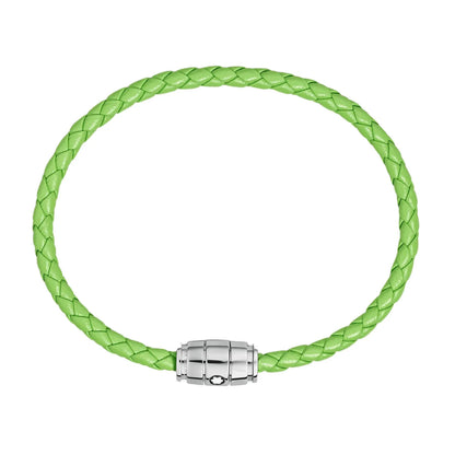 Montblanc Meisterstück Lime 3-Ring Stalen en Lederen Armband Maat L 13429268
