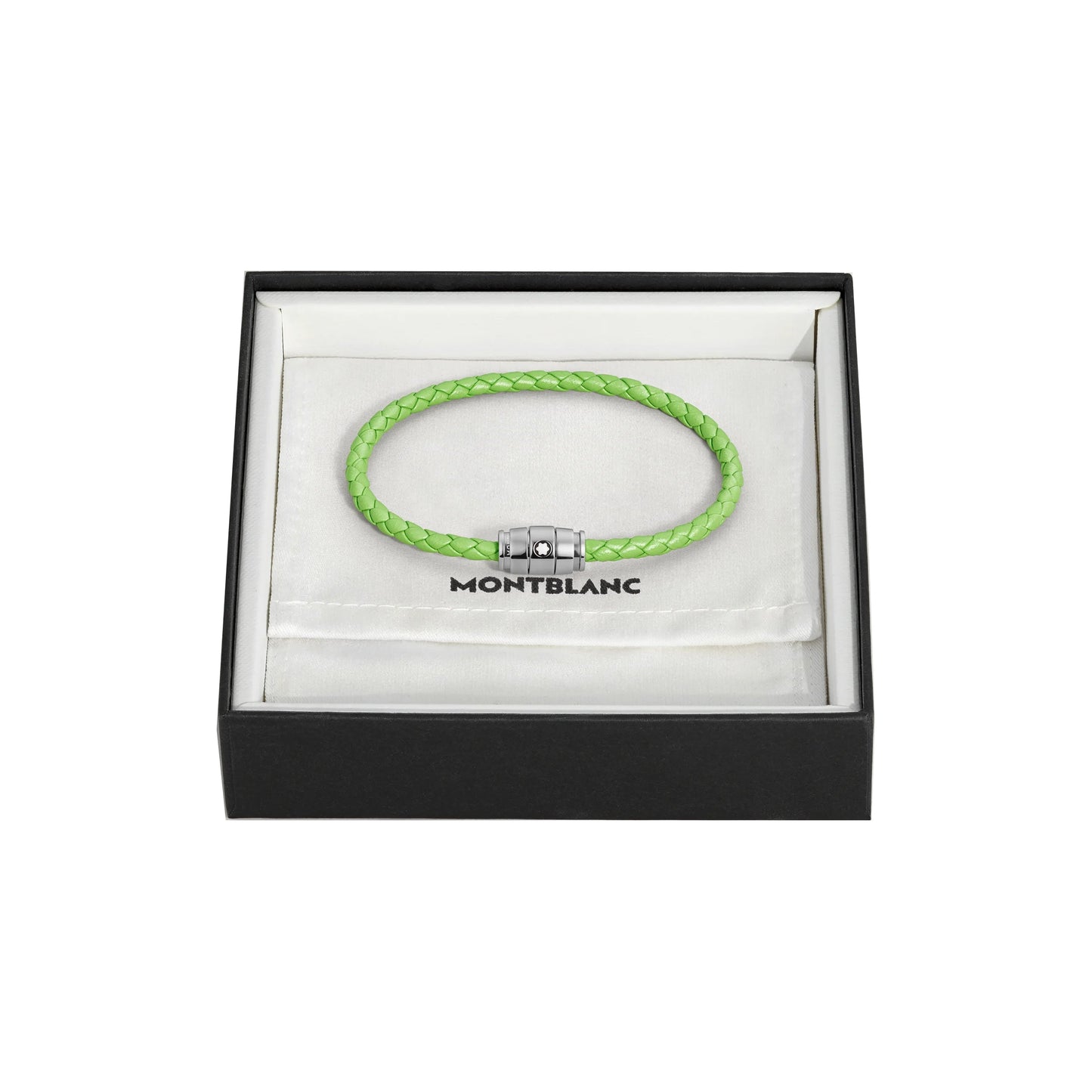 Montblanc Meisterstück Lime 3-Ring Stalen en Lederen Armband Maat L 13429268