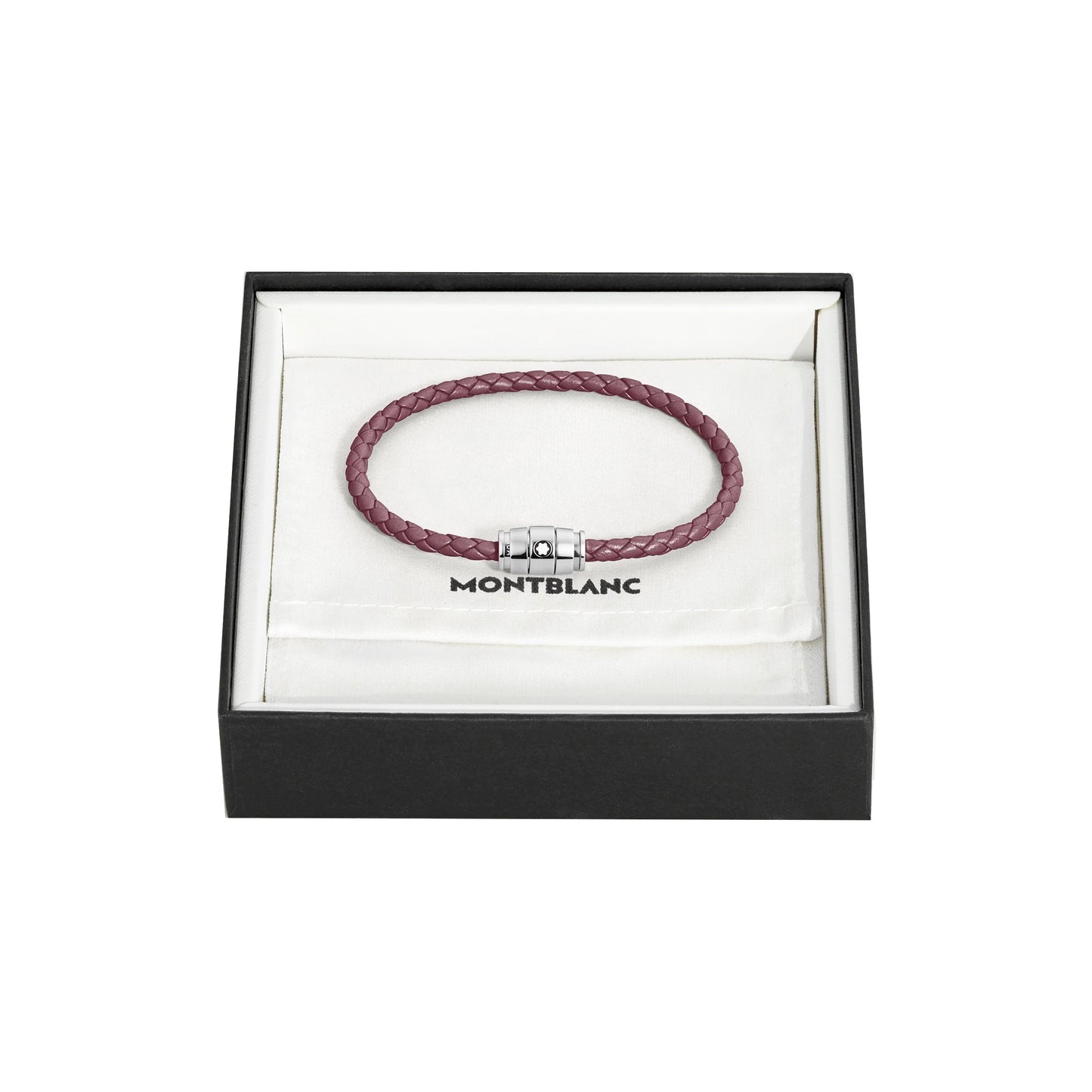 Montblanc armband van staal met 3 ringen en leer Meisterstück Cassis maat L 13431368