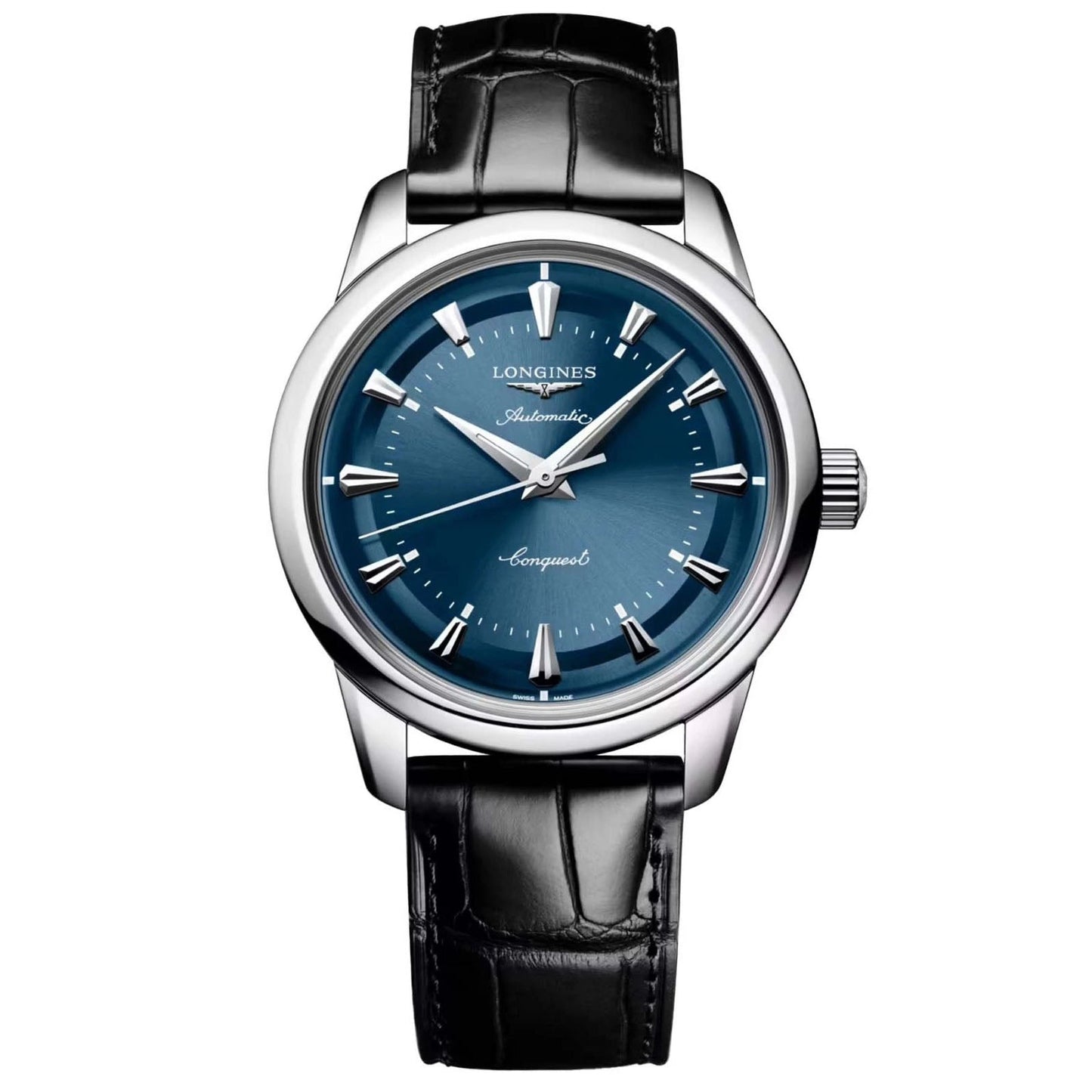 Longines horloge Conquest Heritage 38mm blauw automatisch staal L1.649.4.92.2,