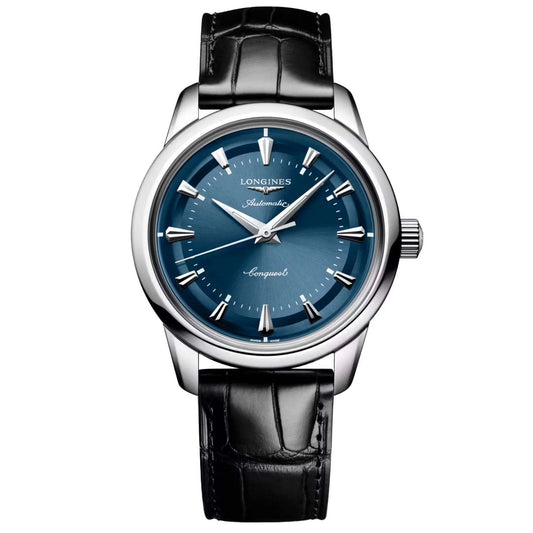 Longines horloge Conquest Heritage 38mm blauw automatisch staal L1.649.4.92.2,