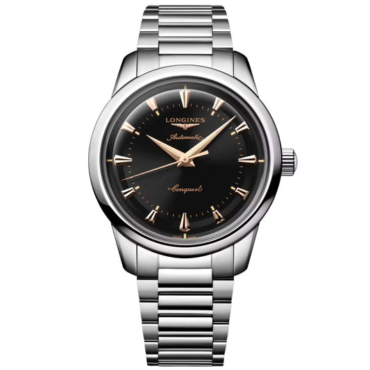 Longines Heritage 40mm Zwart Stalen Automatisch Horloge L1.650.4.52.6