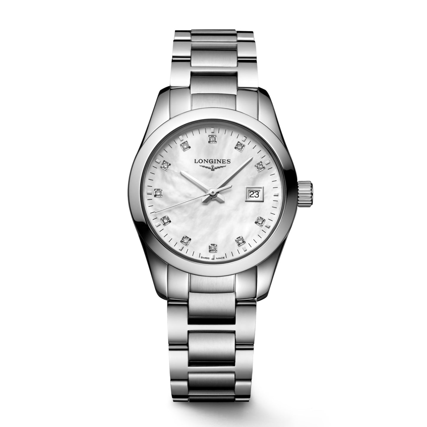 Longines Conquest Classic 29mm Horloge met Parelmoeren Diamanten Quartz Horloge van Staal L2.286.4.87.6