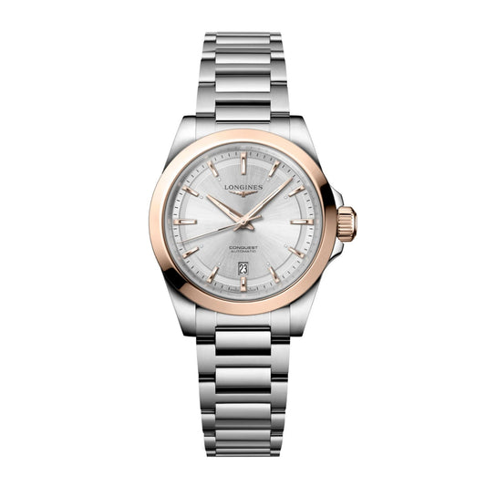 Longines Conquest 30mm Automatisch Horloge van Staal in Zilver en Roségoud L3.320.5.72.6
