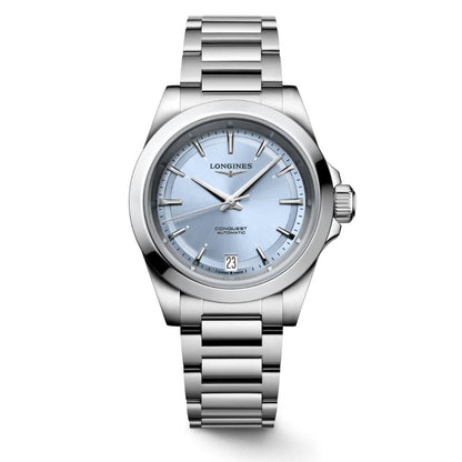 Longines horloge Conquest 34mm blauw automatisch staal L3.430.4.92.6