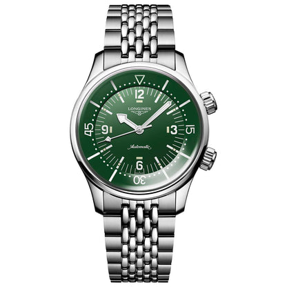 Longines horloge Legend Diver 39mm groen automatisch staal L3.764.4.06.6
