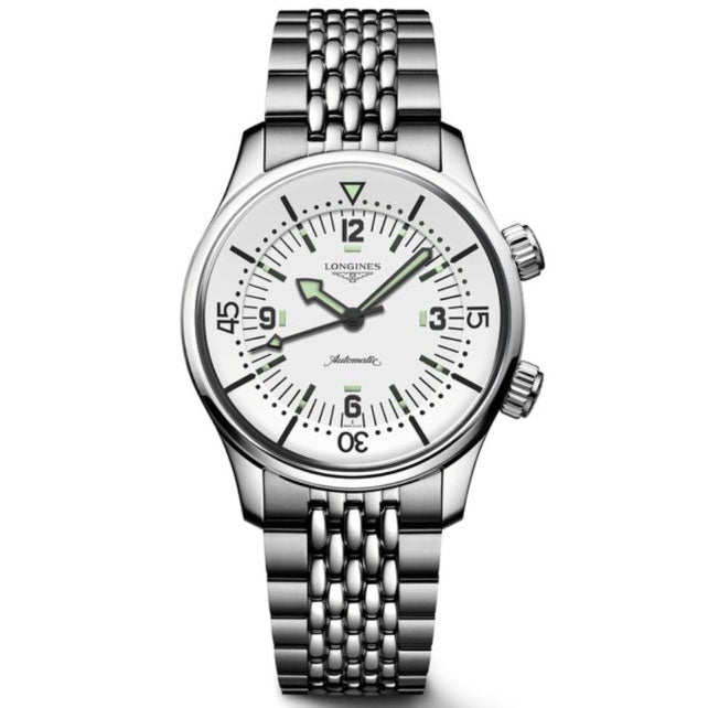 Longines horloge Legend Diver 38mm wit automatisch staal L3.764.4.99.6