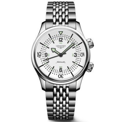 Longines horloge Legend Diver 38mm wit automatisch staal L3.764.4.99.6