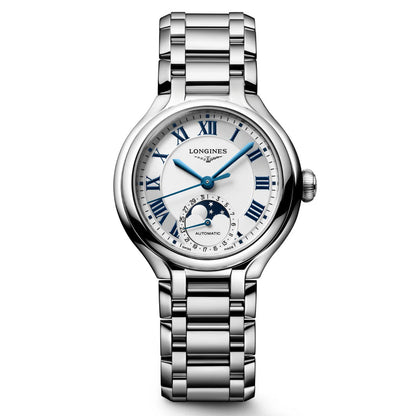 Longines horloge Primaluna Moonphase 34mm zilver automatisch staal L8.126.4.71.6