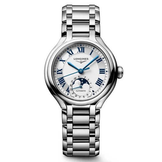 Longines horloge Primaluna Moonphase 34mm zilver automatisch staal L8.126.4.71.6