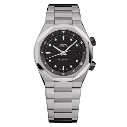 Mido horloge Multifort 8 Two Crowns 38,4 x 40mm zwart automatisch staal M047.507.11.051.00