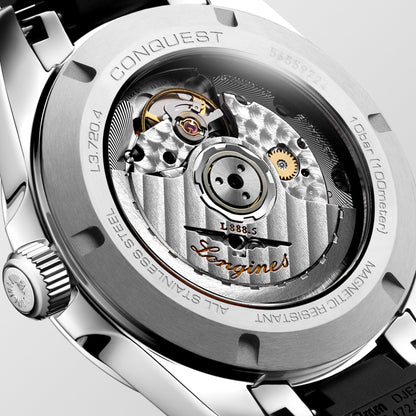 Longines horloge Conquest 38mm zwart automatisch staal L3.720.4.52.9