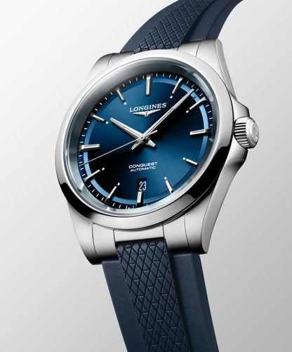 Longines horloge Conquest 41mm blauw automatisch staal L3.830.4.92.9