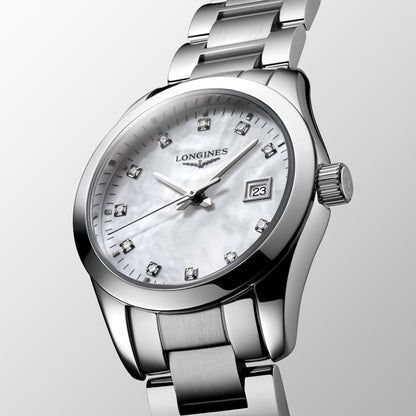 Longines Conquest Classic 29mm Horloge met Parelmoeren Diamanten Quartz Horloge van Staal L2.286.4.87.6