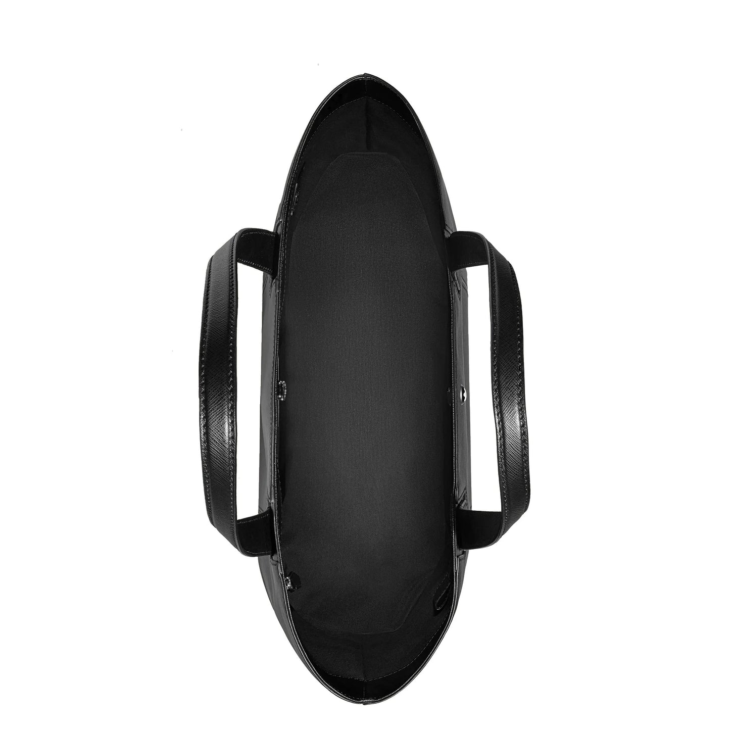 Montblanc borsa tote bag sartorial nero in pelle lucida con manici strutturati e design minimalista elegante