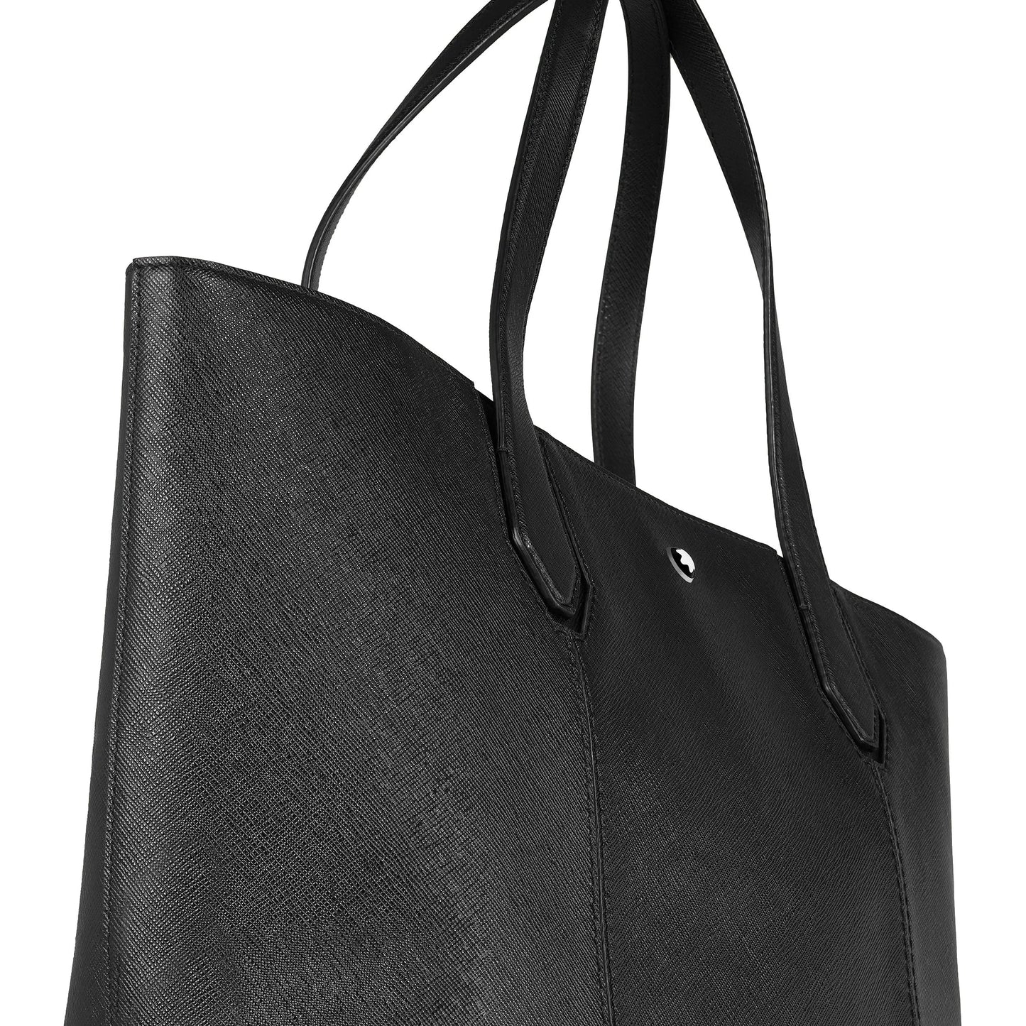 Montblanc borsa tote bag sartorial nero in pelle nera con superficie leggermente testurizzata design minimalista elegante