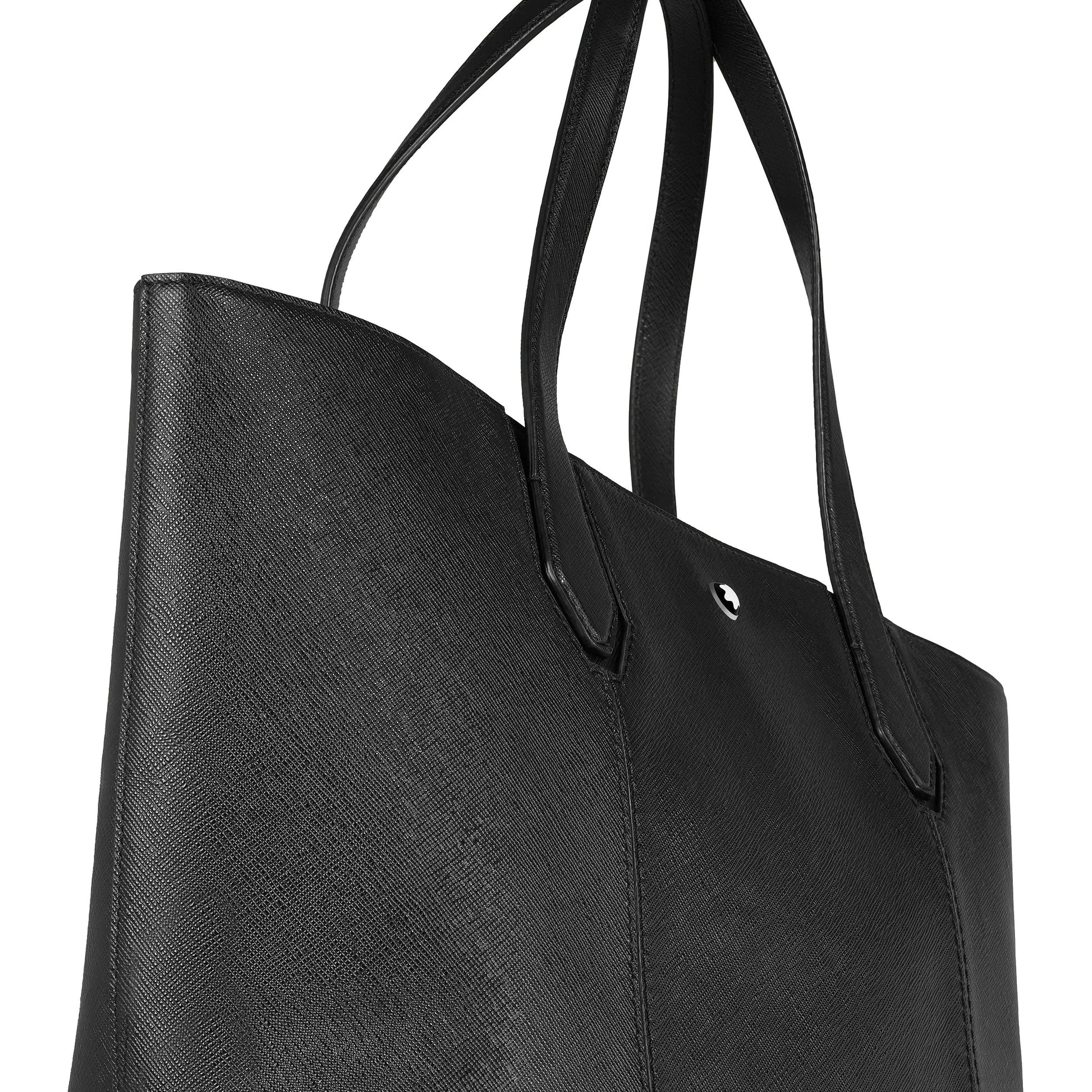 Montblanc borsa tote bag sartorial nero in pelle nera con superficie leggermente testurizzata design minimalista elegante