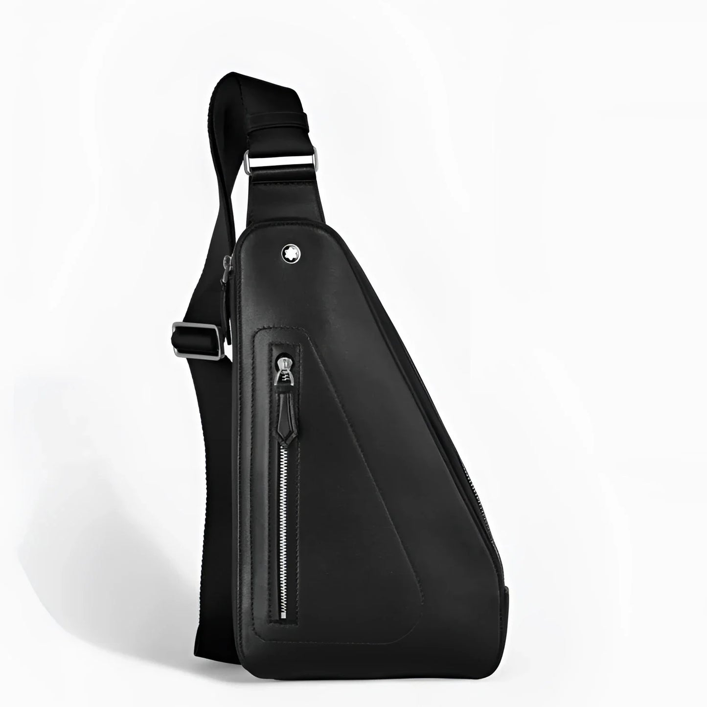 Borsa a tracolla montblanc soft nera in pelle con zip e tasche esterne offrono praticità e stile compatto